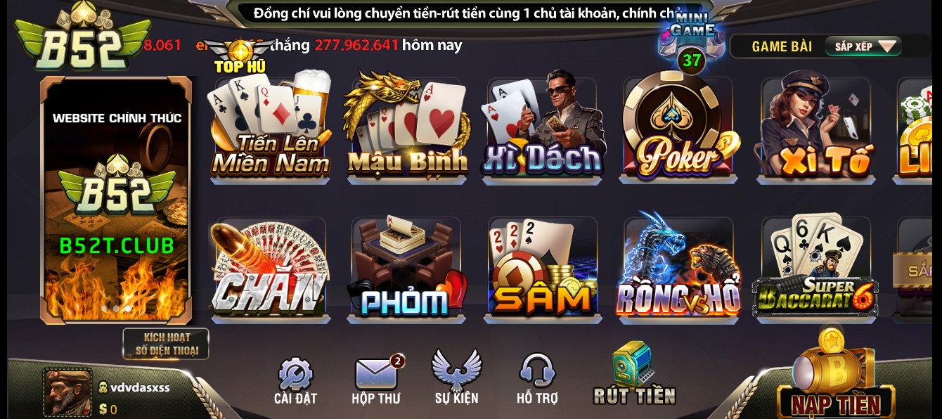 Kho game cực khủng tại B52 Club