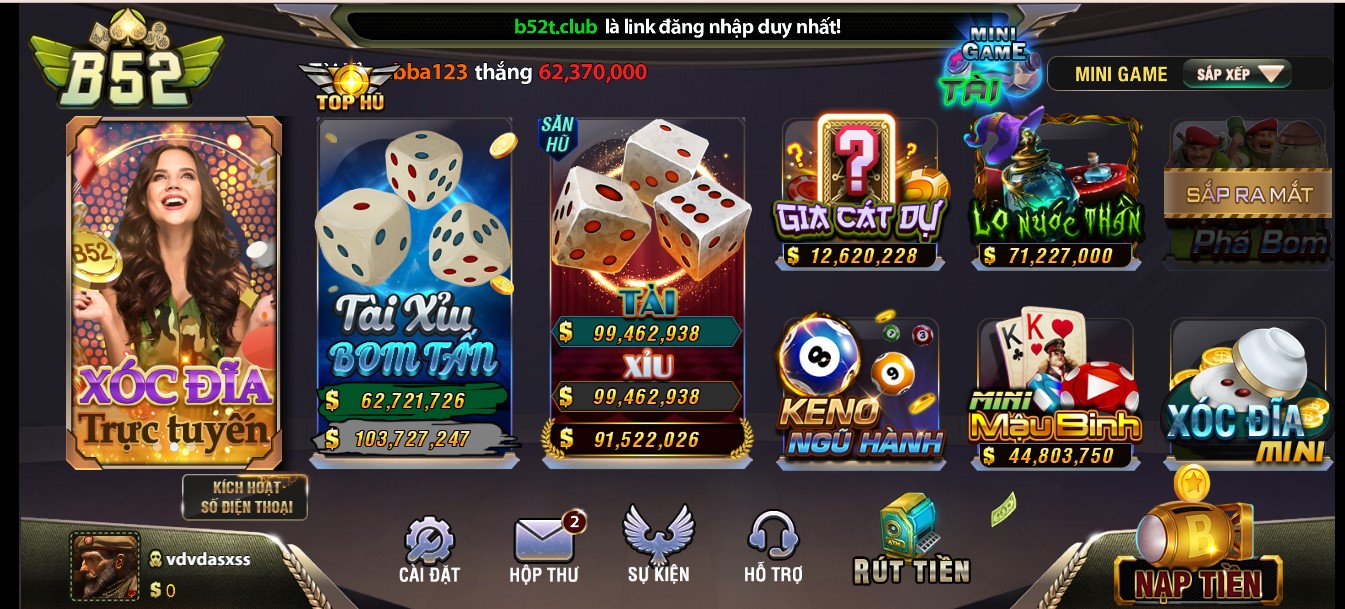 Kho game cực khủng chỉ có tại B52 Club