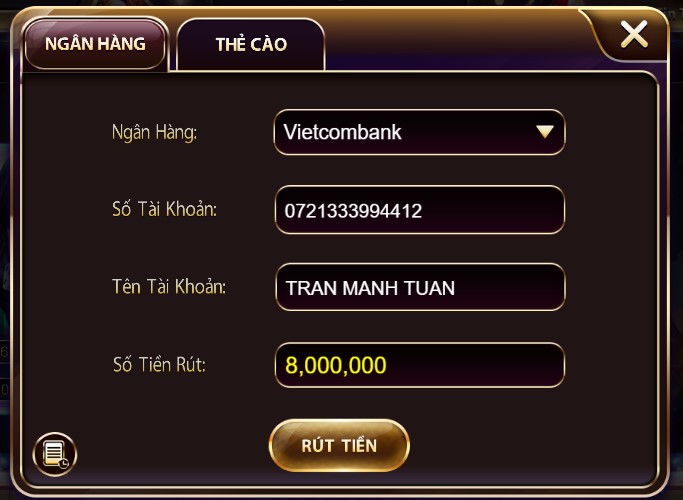 NhatVip rút tiền thưởng