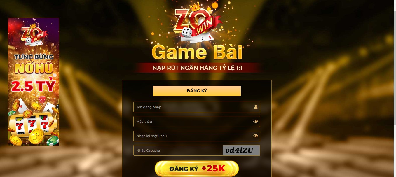 Zowin đăng ký nhanh gọn nhận thưởng đã tay
