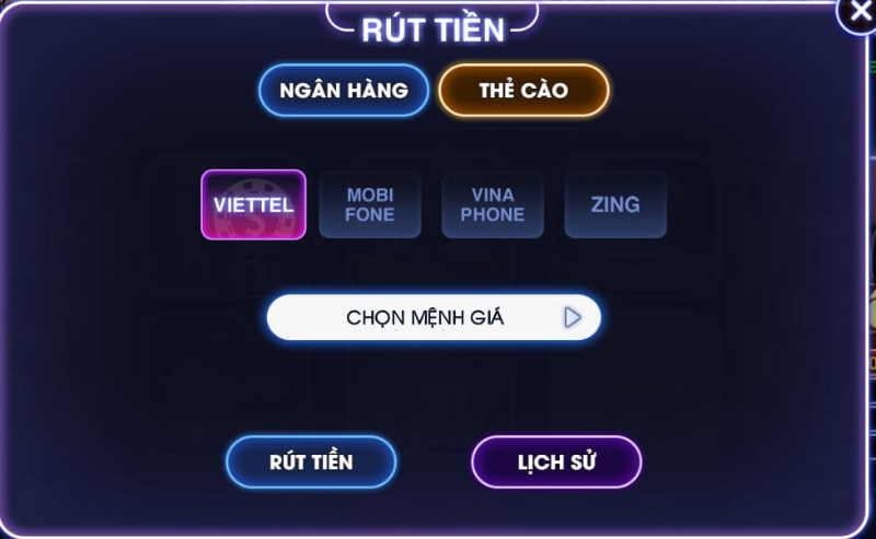 Hướng dẫn thao tác nạp rút tiền