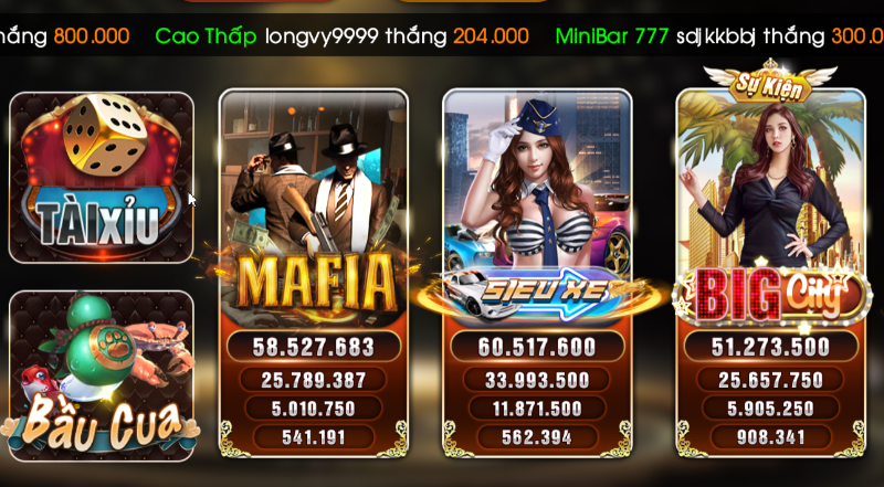 Kho trò chơi đa dạng với nhiều tựa game hấp dẫn