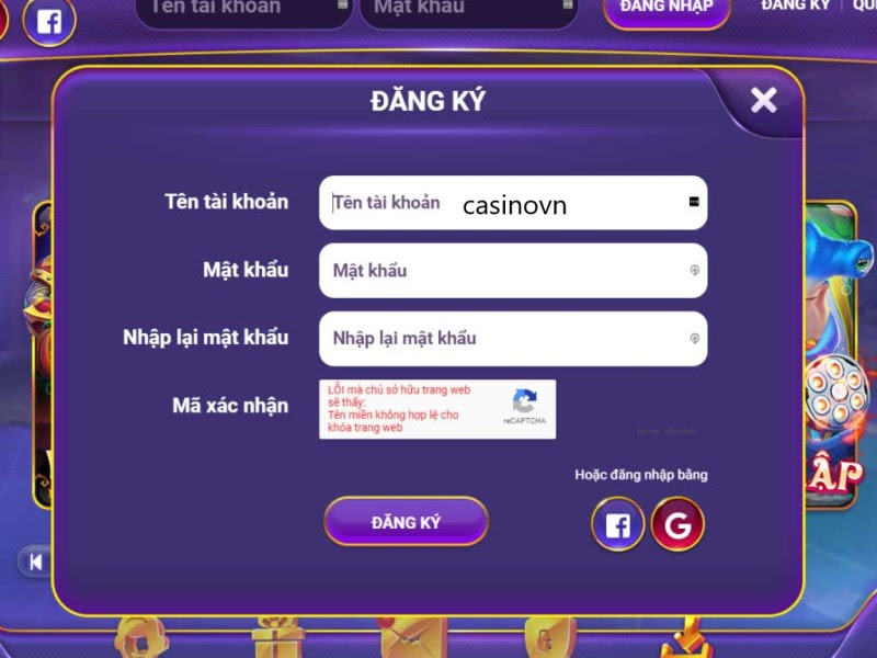 Giao diện đăng ký của M265 Win