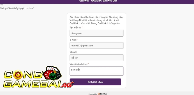 Liên hệ Gemwin bằng cách nào?
