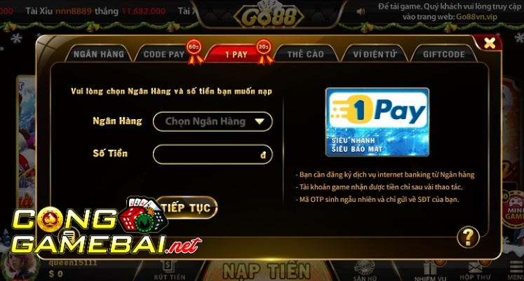 Nạp tiền bằng One Pay