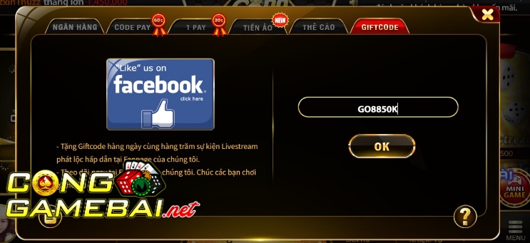 Nạp tiền bằng Giftcode